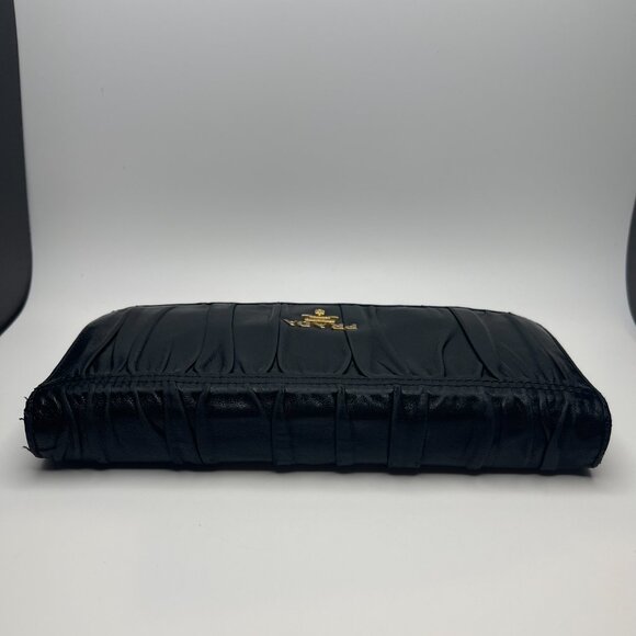 Prada Nappa Gaufre Leather Continental Wallet - Black - Preowned - Picture 6 of 14